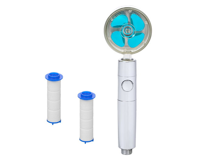 Berilo Cabezal Ducha Ventilador Plata 8.8x27x6.5 cm con 3 filtros (Set de 24)