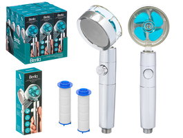 Berilo Cabezal Ducha Ventilador Plata 8.8x27x6.5 cm con 3 filtros (Set de 24)