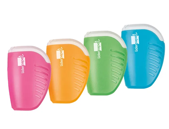 Liderpapel Sacapuntas Plástico de 1 Uso con Depósito, Colores Surtidos