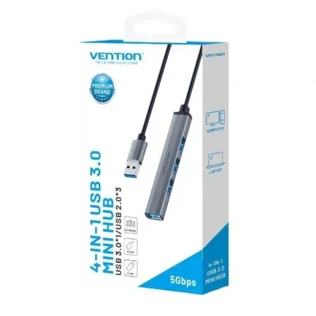 Vention Ckohb Hub USB 3.0 con 4 Puertos, Expansor de Puertos USB
