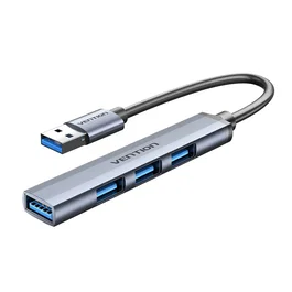 Vention CKOHB Hub USB 3.0 con 4 Puertos (1x USB 3.2 Gen 1 Type-A y 3x USB 2.0), 5000 Mbit/s, Color Gris Aluminio, Mini Concentrador