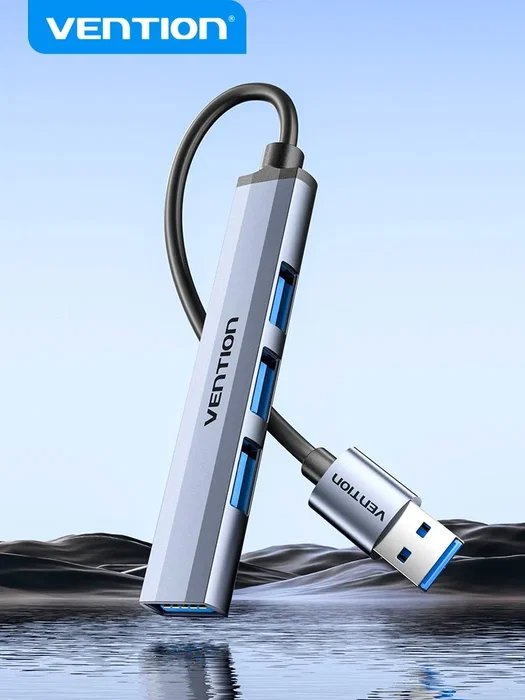Vention Hub USB 3.0 CKOHB de 4 Puertos, Gris con Aluminio