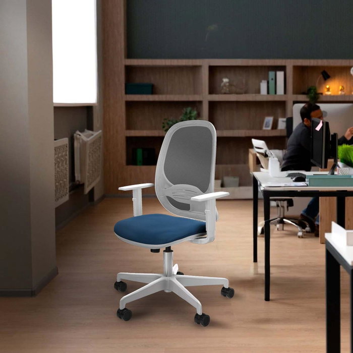 PIQUERAS Y CRESPO Silla de oficina Cilanco Azul y Gris con Mecanismo Sincro PIQUERAS Y CRESPO Silla de oficina Cilanco Azul y Gris con Mecanismo Sincro