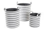 DKD Home Decor Set de 3 Cestas de Algodón con Rayas, Gris y Blanco