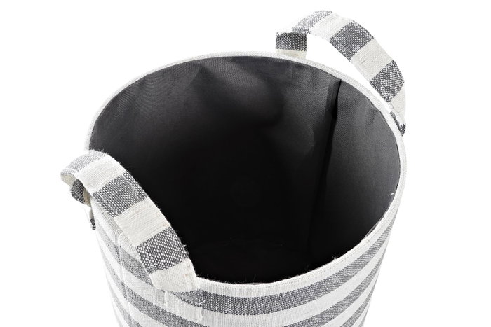 DKD Home Decor Set de 3 Cestas de Algodón con Rayas, Gris y Blanco