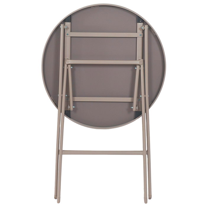 Home Deco Factory Mesa Plegable Elba de Vidrio Templado, Diámetro 60 cm, Altura 71 cm, Color Beige