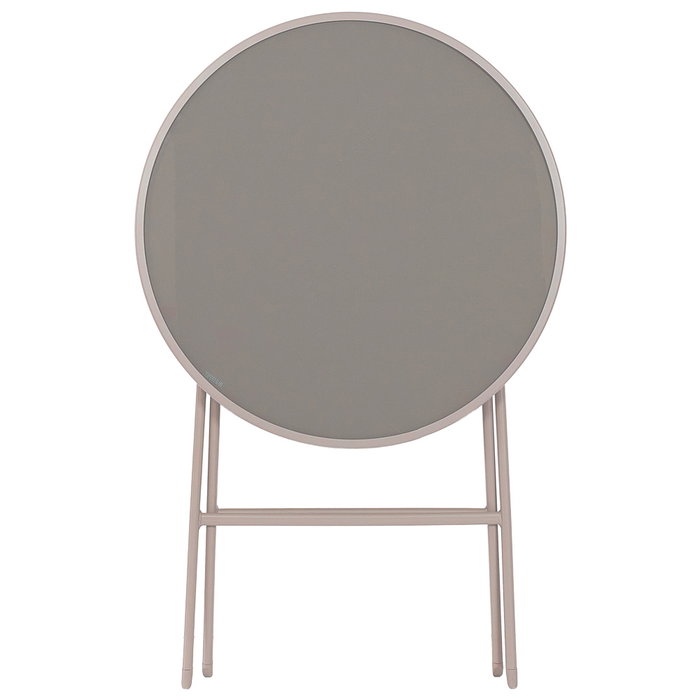 Home Deco Factory Mesa Plegable Elba de Vidrio Templado, Diámetro 60 cm, Altura 71 cm, Color Beige