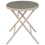 Home Deco Factory Mesa Plegable Elba de Vidrio Templado, Diámetro 60 cm, Altura 71 cm, Color Beige