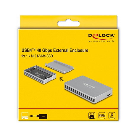 DeLOCK Carcasa USB4™ 40 Gbps para 1 x M.2 NVMe SSD Plata