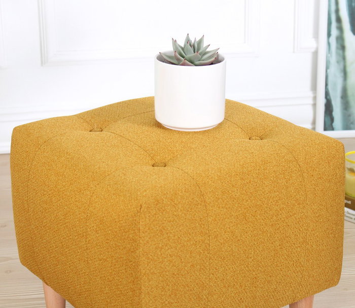 Atelier Del Sofa Tomp - Yellow Puf de Terciopelo y Algodón Color Amarillo para Salón y Dormitorio