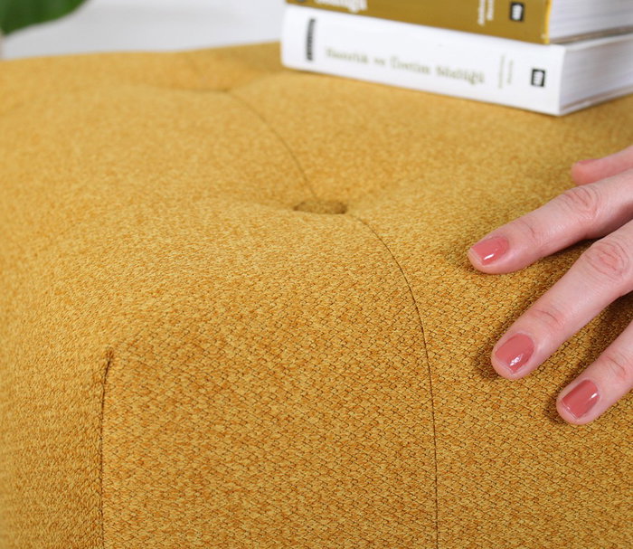 Atelier Del Sofa Tomp - Yellow Puf de Terciopelo y Algodón Color Amarillo para Salón y Dormitorio