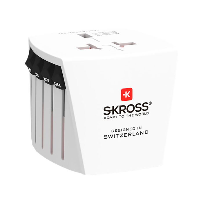 Skross Multi Adaptador de Viaje 1302180 100V-250V Europa, Australia/China, Reino Unido, Estados Unidos/Japón Diseñado en Suiza