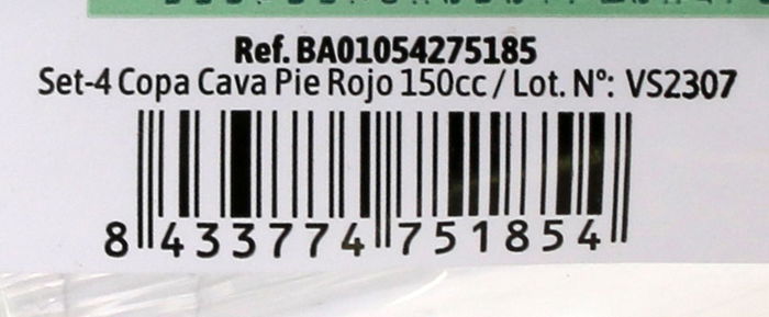 Algon Set de 4 Copas de Cava con Pie Rojo 150 cc (Alto 16,5 cm, Ancho 6 cm, Largo 5,5 cm) (24 Unidades)