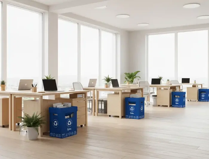 Liderpapel Contenedor Papelera Reciclaje Papel y Cartón 70 Litros Azul 450x350x650 mm