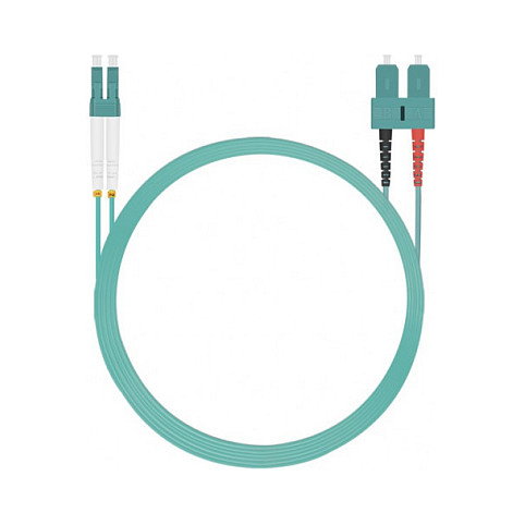 Helos Cable de fibra óptica OM3 Duplex LC/SC aqua 0,5m