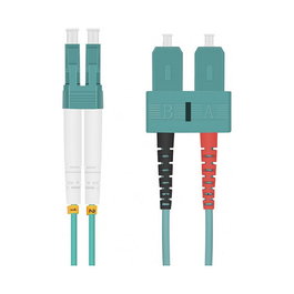 Helos Cable de fibra óptica OM3 Duplex LC/SC aqua 0,5m