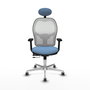 PIQUERAS Y CRESPO Silla de oficina Jorquera con mecanismo Sincro/Traslack, Azul cielo y Blanco