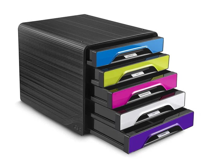 Cep Fichero de sobremesa con 5 cajones negro/multicolor flashy 360x288x270 mm