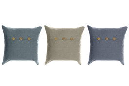 DKD Home Decor Cojin Mediterraneo Beige Azul Celeste 40 x 40 x 12 cm (2 Unidades)