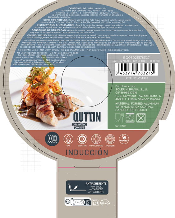 Quttin Sartén de Aluminio Forjado Tuttifrutti 30 cm