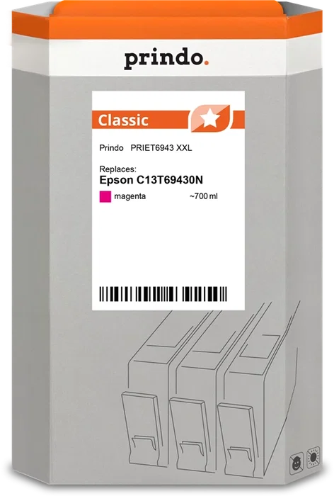 Prindo Cartucho de tinta magenta PRIET6943 Classic XXL 700ml Prindo Cartucho de tinta magenta PRIET6943 Classic XXL 700ml