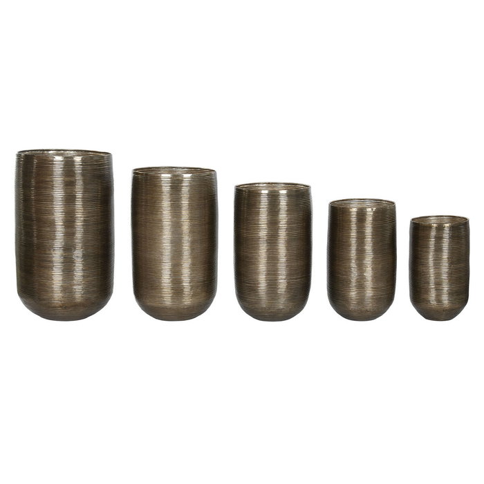 DKD Home Decor Set de 5 Maceteros de Aluminio Cobre Envejecido DKD Home Decor Set de 5 Maceteros de Aluminio Cobre Envejecido