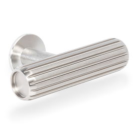 Viefe Pomo Aluminio Modelo Rille T 55x38mm Efecto Inox, Laton Oscuro Cepillado, Negro Cepillado