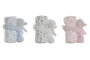 DKD Home Decor Set de 2 (3 Unidades) Peluche Manta Bebé Rosa Azul 100 x 80 x 75 cm
