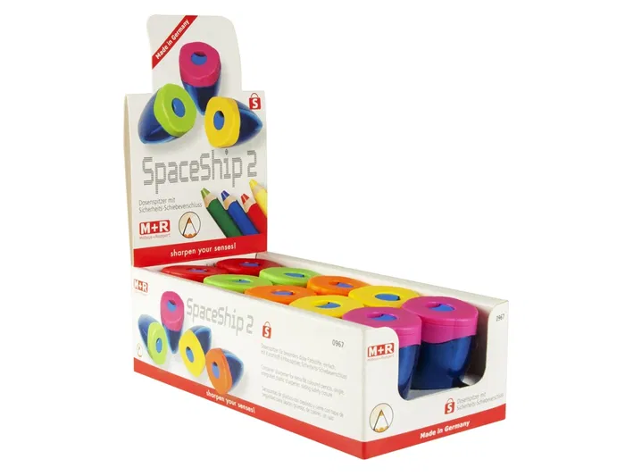 Mor Sacapuntas Plástico Jumbo con Depósito y Tapa de Seguridad para Ceras, Colores Surtidos Opacos Mor Sacapuntas Plástico Jumbo con Depósito y Tapa de Seguridad para Ceras, Colores Surtidos Opacos