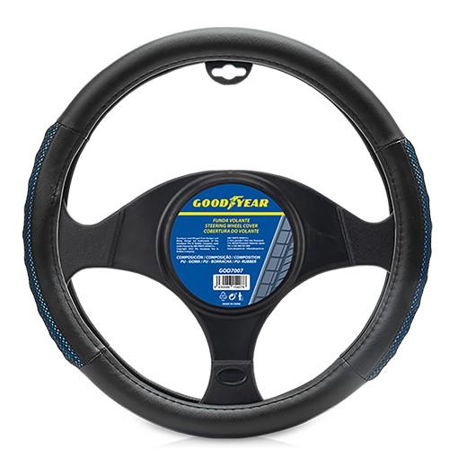 Goodyear Funda Volante GOD7007 Antideslizante Universal Piel Carbono Negro y Azul Micro-malla 37-38cm Goodyear Funda Volante GOD7007 Antideslizante Universal Piel Carbono Negro y Azul Micro-malla 37-38cm