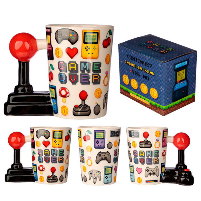PUCKATOR Taza asa 3D Joystick Pixel Game Over