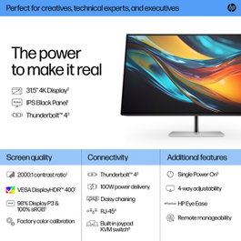 HP Monitor profesional serie 7 Pro 31.5' 4K multimedia regulable en altura plata