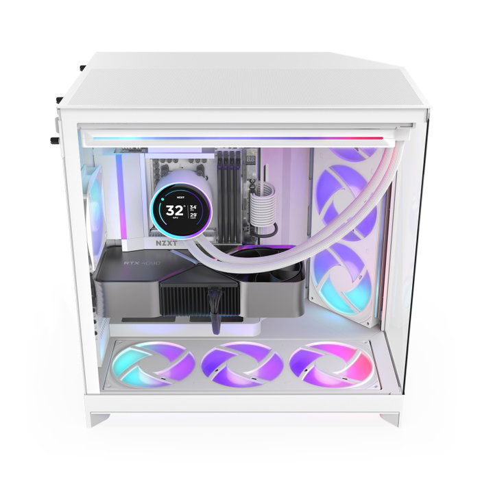 NZXT H9 Flow RGB (2025) All White Midi Tower Case NZXT H9 Flow RGB (2025) All White Midi Tower Case