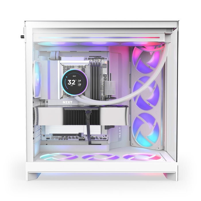 NZXT H9 Flow RGB (2025) All White Midi Tower Case NZXT H9 Flow RGB (2025) All White Midi Tower Case