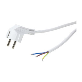 LogiLink Cable de alimentación CEE 7/7 (90°) a extremo abierto, 1,5 m, blanco