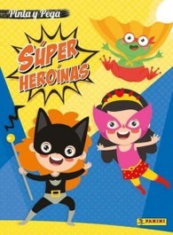 PANINI FONDO, PINTA Y PEGA SUPER HEROINAS