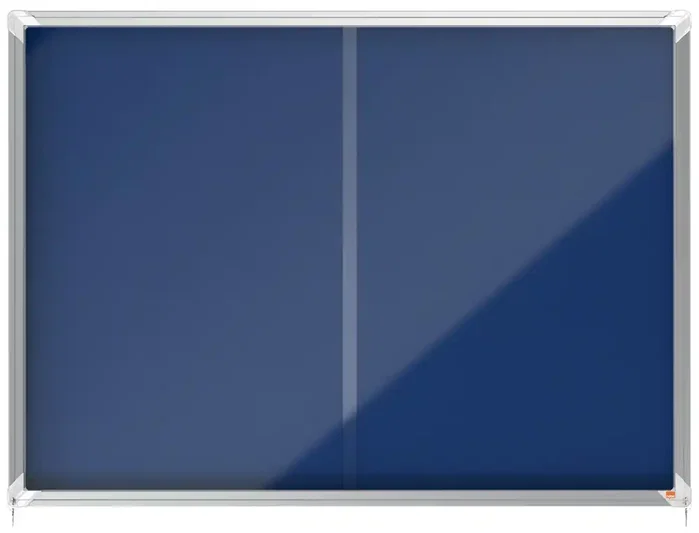 Nobo Vitrina de anuncios premium plus con puerta corredera, fieltro azul, 18 x A4 Nobo Vitrina de anuncios premium plus con puerta corredera, fieltro azul, 18 x A4