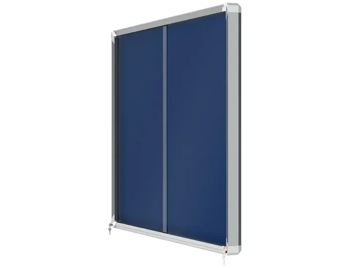 Nobo Vitrina de anuncios premium plus con puerta corredera, fieltro azul, 18 x A4 Nobo Vitrina de anuncios premium plus con puerta corredera, fieltro azul, 18 x A4