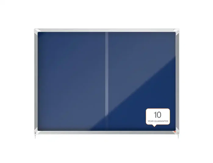 Nobo Vitrina de anuncios premium plus con puerta corredera, fieltro azul, 18 x A4 Nobo Vitrina de anuncios premium plus con puerta corredera, fieltro azul, 18 x A4