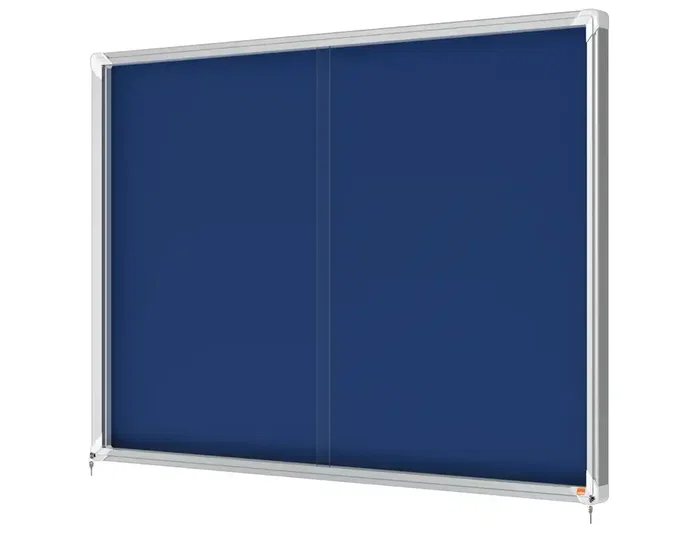Nobo Vitrina de anuncios premium plus con puerta corredera, fieltro azul, 18 x A4 Nobo Vitrina de anuncios premium plus con puerta corredera, fieltro azul, 18 x A4
