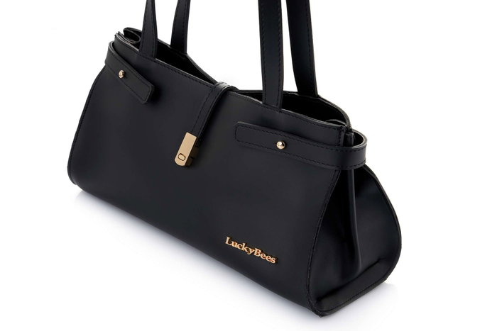 Lucky Bees Bolsa de Hombro Negra Cuero de Polivinilo Elegante y Versátil, Accesorio Imprescindible para Cualquier Ocasión
