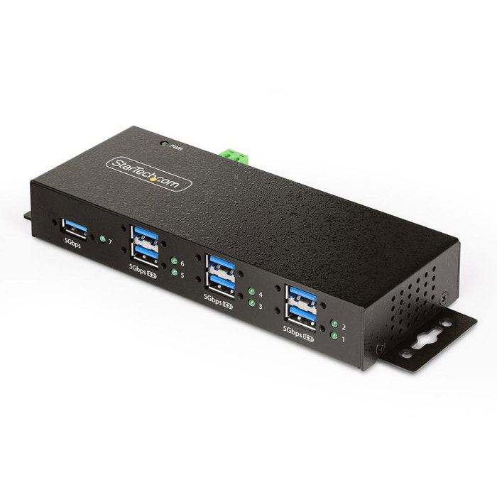 Startechcom 5 gr7Aindrm Hub Usb 7 Puertos USB 3.2 Gen 2 Type A con Battery Charging 1.2, Montaje Pared/Sobremesa/Riel DIN