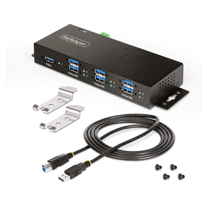 StarTech.com Hub USB Industrial Gestionado de 7 Puertos, Negro, Metal StarTech.com Hub USB Industrial Gestionado de 7 Puertos, Negro, Metal