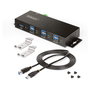 StarTech.com Hub USB Industrial Gestionado de 7 Puertos, Negro, Metal