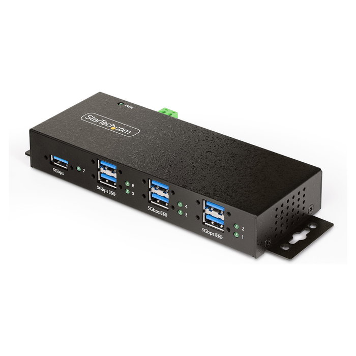 StarTech.com Hub USB Industrial Gestionado de 7 Puertos, Negro, Metal StarTech.com Hub USB Industrial Gestionado de 7 Puertos, Negro, Metal