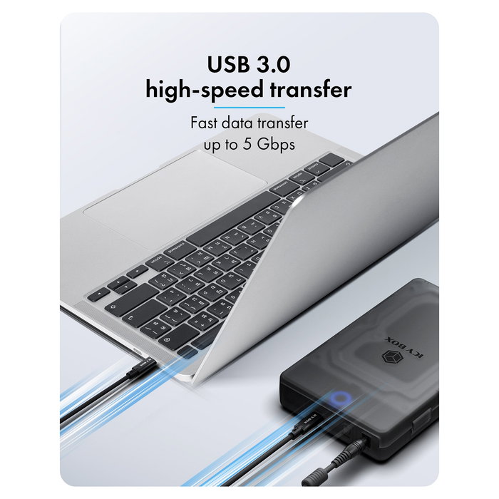 ICY BOX Spade Base 388 - Caja Externa para HDD/SSD SATA de 2.5 o 3.5 Pulgadas, USB 3.2 Gen 1 Type-C, 5 Gbps, Hot-Swap, Negro Transparente