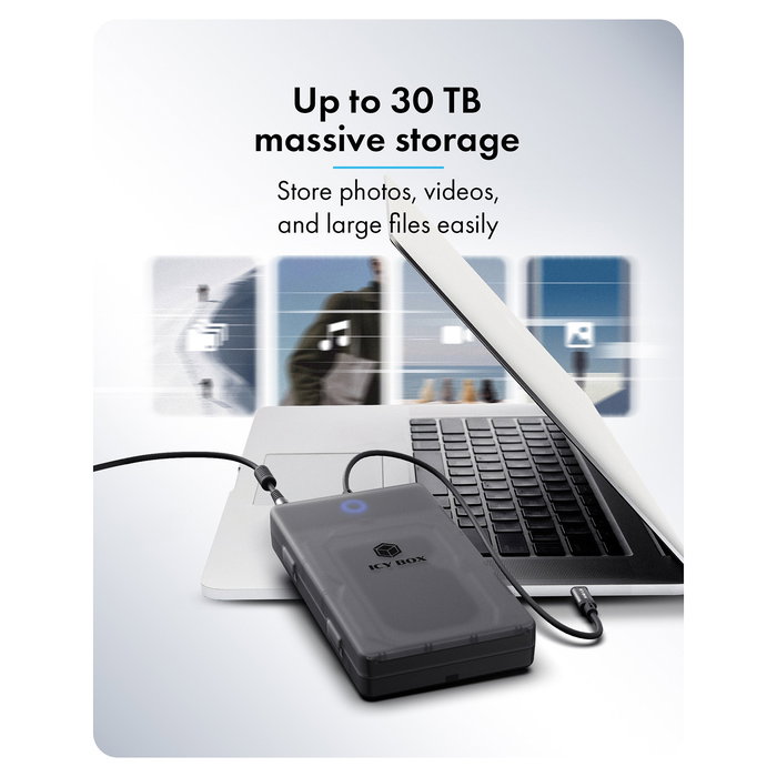 ICY BOX Spade Base 388 - Caja Externa para HDD/SSD SATA de 2.5 o 3.5 Pulgadas, USB 3.2 Gen 1 Type-C, 5 Gbps, Hot-Swap, Negro Transparente