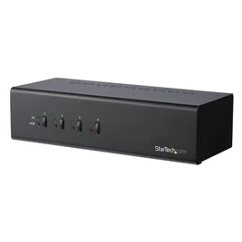 StartTech.com SV431DL2DU3A - Conmutador KVM 4 Puertos para Dual Monitor DVI Dual-Link, USB 3.0, Audio, Conforme TAA, 2560x1600, Negro