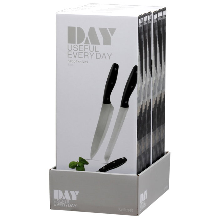 Day Juego De 3 Cuchillos Acero Inoxidable (Pan 20cm, Chef 20cm, Pelador 9cm)