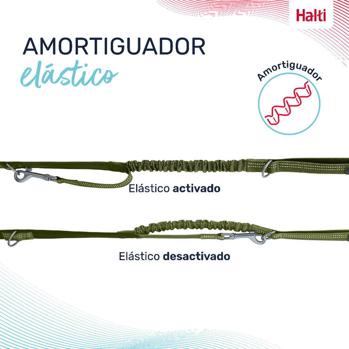 Halti Correa Multiposición Perro Verde Talla S Doble Enganche Elástica Reflectante Ligera Ideal Cachorros Hasta 25kg